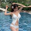 Korean version ins skirt-style split swimsuit for women with high waist, belly covering, thin and small breasts, hot spring swimsuit