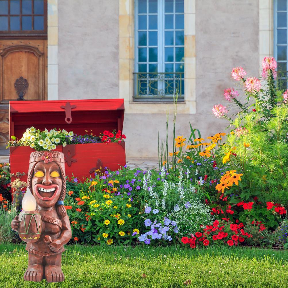 Solar Powered LED Tiki Light Solar Totem Figurine Ornaments LED Garden Light Decoration Crafts for