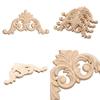 uxcell wood carving appliqué onlay 10x10 cm/3.9x3.9 in Unpainted small wooden corner flower carving decal mirror cabinet wall door chest dresser for