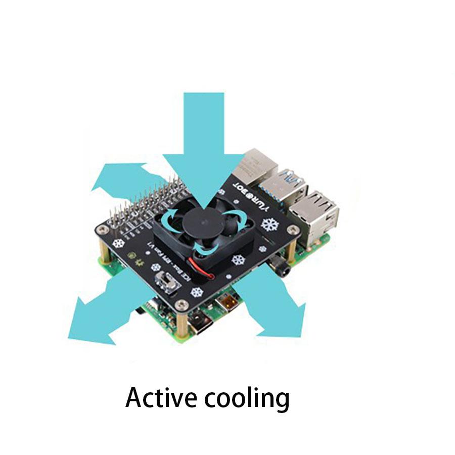 Корпус Плата расширения Радиатор с охлаждающим вентилятором для платы Raspberry Pi 4B/3B+/3B