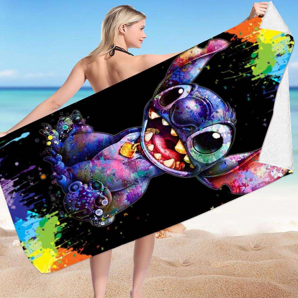 Stitch Zai Animation Beach Towel Microfiber Double-Sided Fleece Beach Towel Bath Towel Variety Square Towel Beach Towel