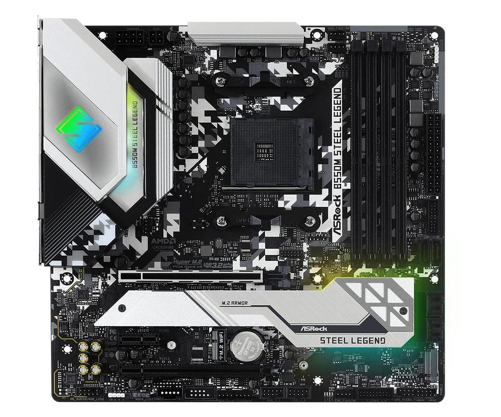 ASRock B550M Steel Legend Micro ATX Motherboard with B550 Chipset for AMD Ryzen 5000 Series Japanese Retailer (Socket AM4) [Official Product]
