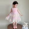 Girls' summer dress 2026 new stylish beautiful baby girl vest mesh skirt summer children's princess skirt