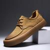 2025 New Men's Leather Shoes Summer Breathable Soft Sole Punched Hollow Round Head Leather Casual Shoes Trendy Loafers