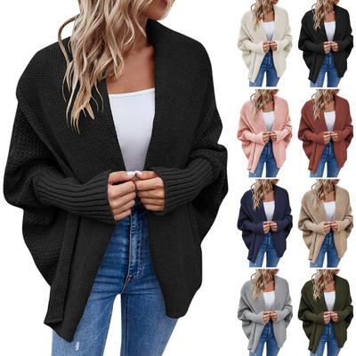 Женская мода вскользь 2022 вязаный однотонный кардиган с капюшоном-свитер пальто