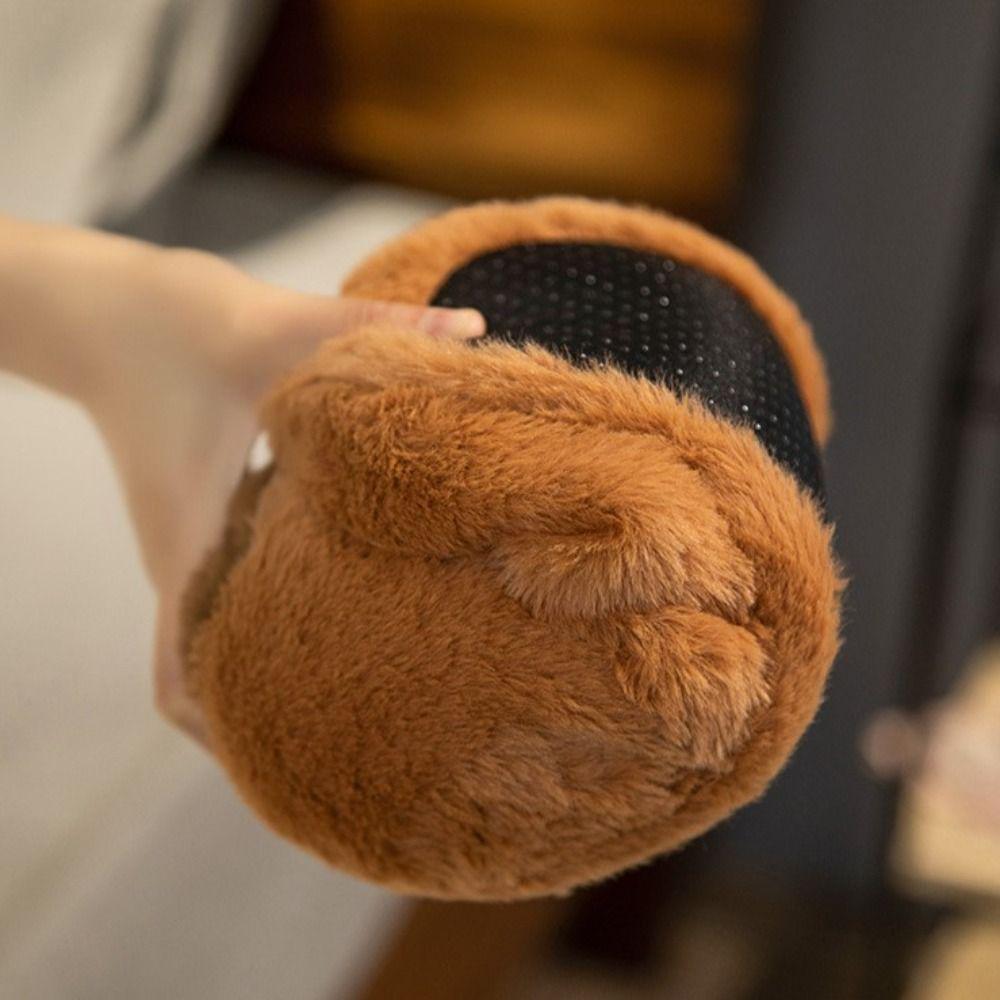 Cute Warm Capybara Slippers Soft Animal Winter Fluffy Kapibara Slides Home Slippers Thick Sole Capybara Plush Slippers Indoor