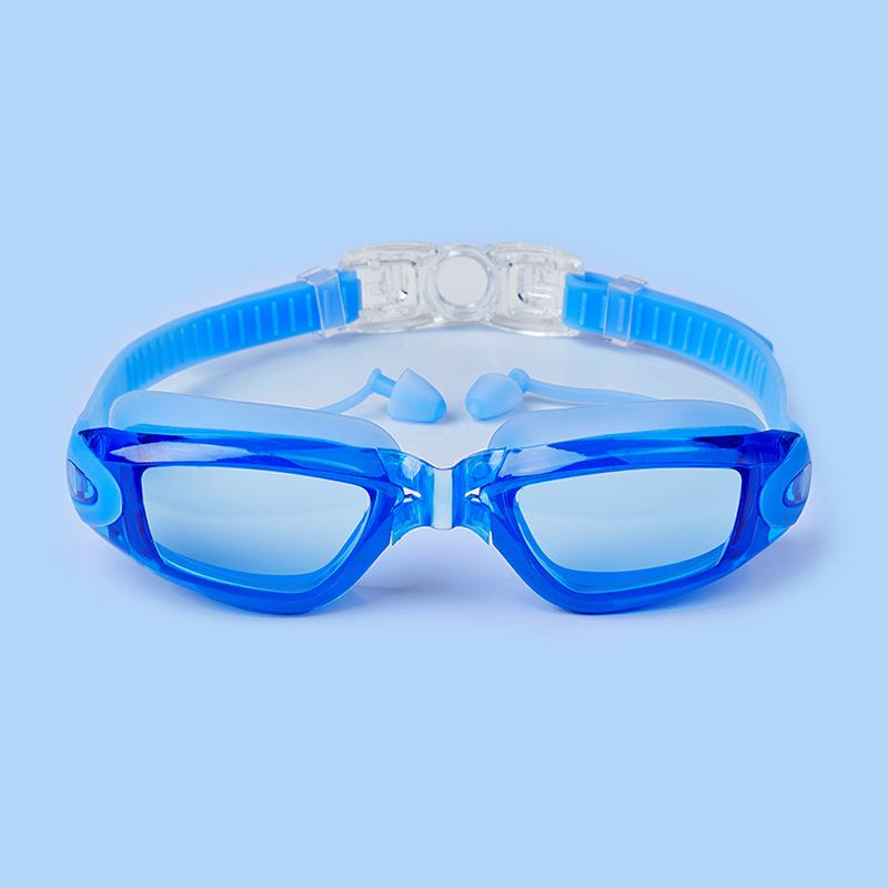 Женские очки для плавания с гальваническим покрытием HD и берушами — розовые, водонепроницаемые, с защитой от запотевания, подходят для людей с близорукостью.