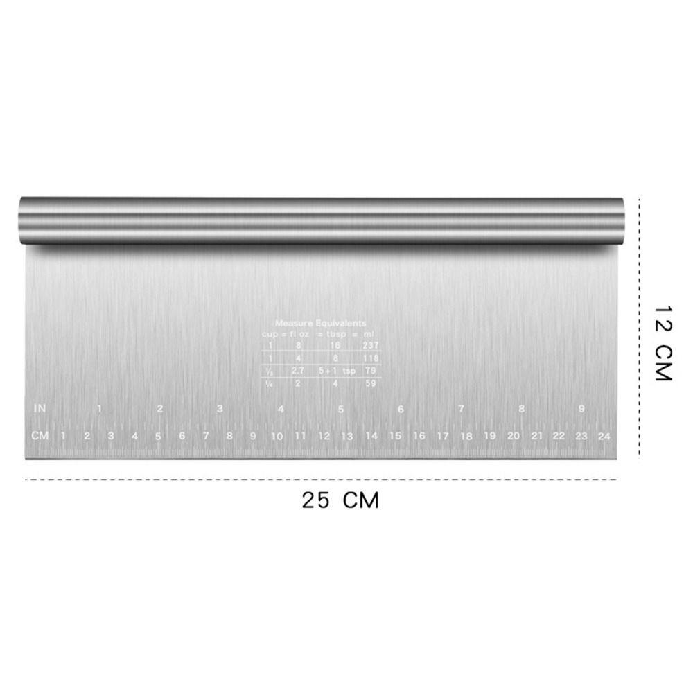 Stainless Steel Bench Scraper Scale Ruler Dough Scraper Polished Pastry Chopper Kitchen