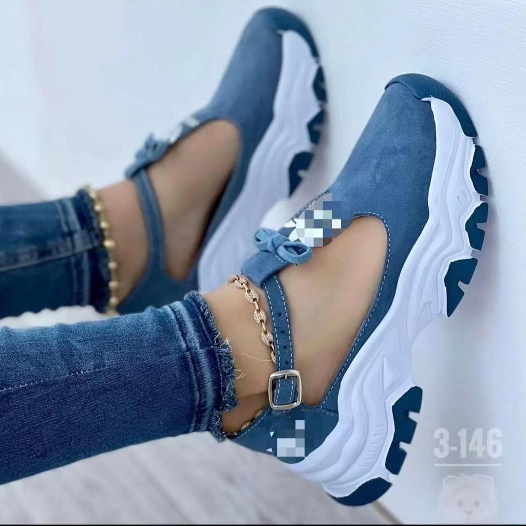 2024 новые женские туфли большого размера женские повседневные одинарные туфли с пряжкой из одного слова и бантом полые одинарные туфли женские