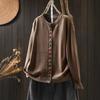 Autumn Color Button Cotton Sweater Cardigan Women Loose and Thin Casual Single-breasted Knitting