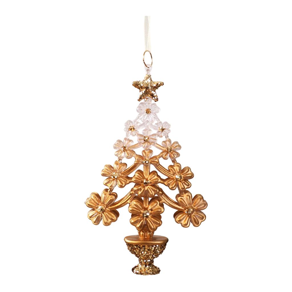 Gold Semi-Transparent Gradient Snowflake Christmas Tree Ornament for Holiday Hanging Decor