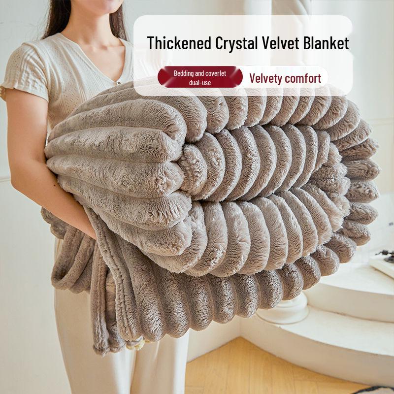 Толстое зимнее одеяло из кроличьего меха - На флисовой подкладке, Теплый коралловый флис, Фланелевое покрывало