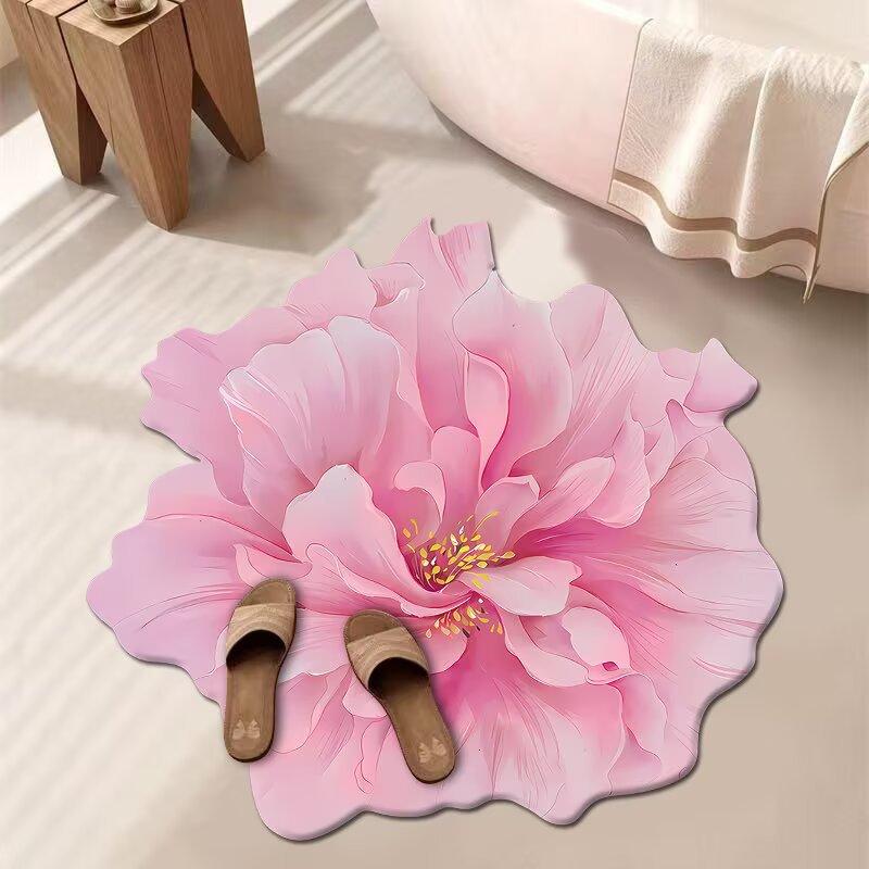 3D Цветочный Ковер Ванная Комната Впитывающий Бытовой Противоскользящий Грязеотталкивающий Легкий в Уходе Коврик для Ног