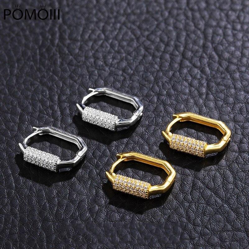 925 Sterling Silver Geometric Zircon Hoop Earrings Simple Luxury Handmade Earrings Dropshipping Wholesale