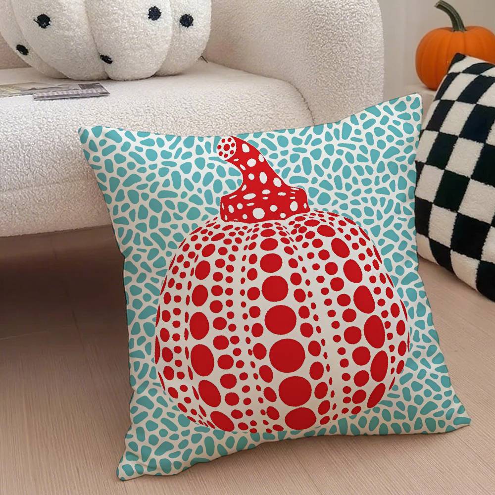 Модная Наволочка K-Kusama Yayoi Art, Наволочка Противопылевой Клещ, Невидимая Молния, Шелковистый Короткий Плюш, Чехол на Подушку для Дивана