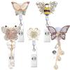 Adjustable 60cm Butterfly Bees Rhinestones Id cards Holder Secure Clip for Workplaces Professional Office Accessories