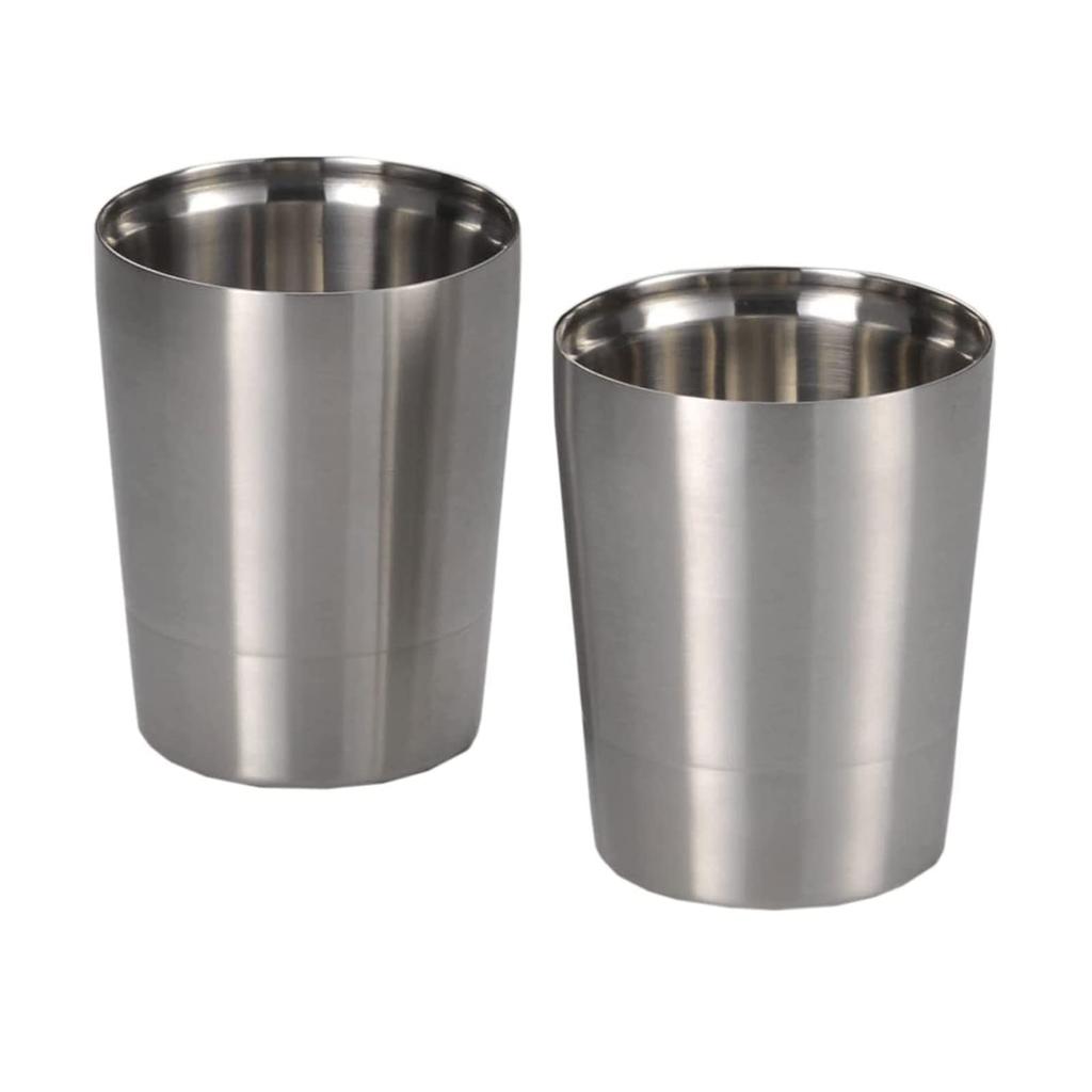 Pair of Thermo approximately stainless double-walled, double-locking cups, 270ml, steel, THM-01T