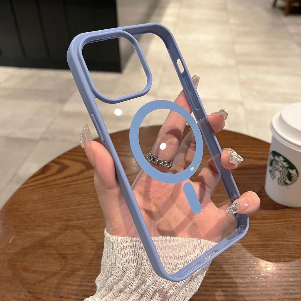 Роскошный Прозрачный Чехол с Беспроводной Зарядкой Magsafe Для iPhone 17 16 15 14 13 12 11 Pro Max Plus Магнитный Бампер Чехлы Обложка
