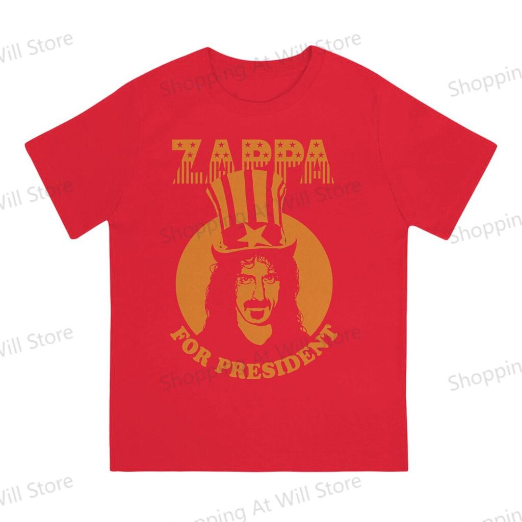 Tops Cotton Fun Fashion Frank Zappa Zappa For President Unisexs and Womens Tshirts Short sleeved fun print
