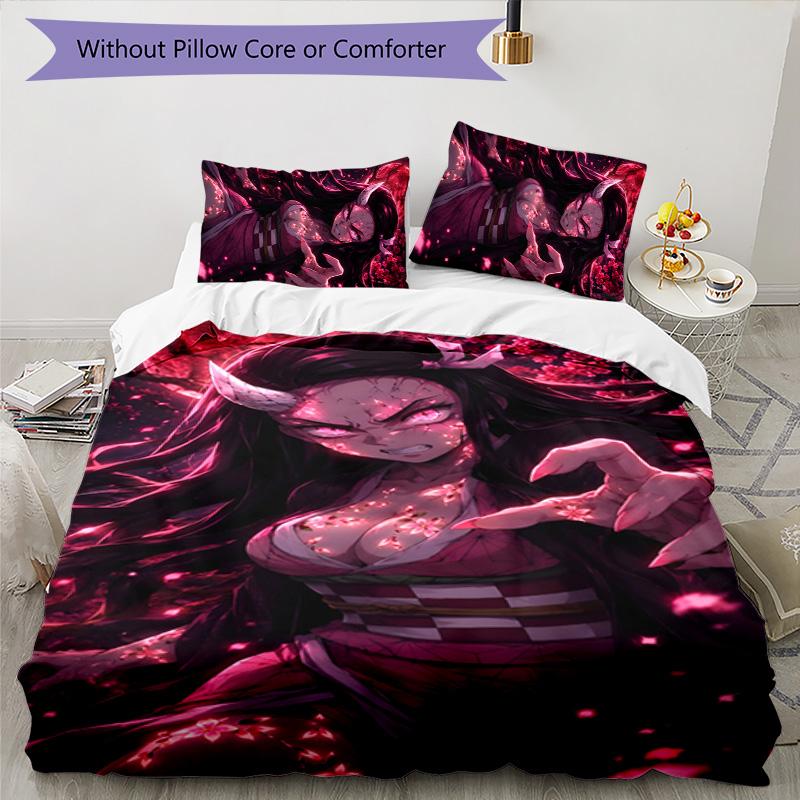 3pcs nezouko5 Design Cover Set - HD Printed Bedding with 1 Cover and 2 Pillowcases - Perfect for Home and Dorm Decor