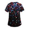 Women's Short Sleeve Independence Day Printed V-Neck Pocket Workwear Top
