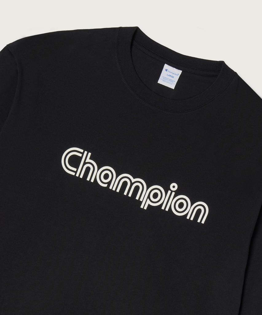 CHAMPION Track Logo Loose Fit Jog Tag Long Sleeve T-Shirt Black