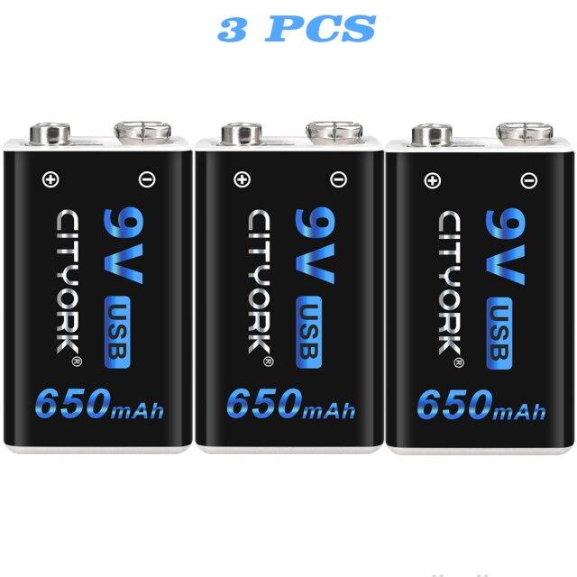 CITYORK 9 В 650 мАч литий-ионная аккумуляторная батарея Micro USB 9 В 6F22 9 В литиевая батарея для мультиметра, микрофона, игрушки