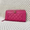 Used CHANEL Mademoiselle Matelasse Round Zip Long Wallet Pink