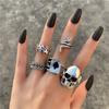 Retro Silver Color Heart Butterfly Ring For Women Punk Geometric Antique Snake Opening Adjustable Rings Y2K Trendy Jewelry Gifts