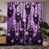 2 шт. HD декоративная занавеска готический призрак череп фиолетовый галстук цифровая печать занавеска домашний декор стиль украшенная гостиная спальня
