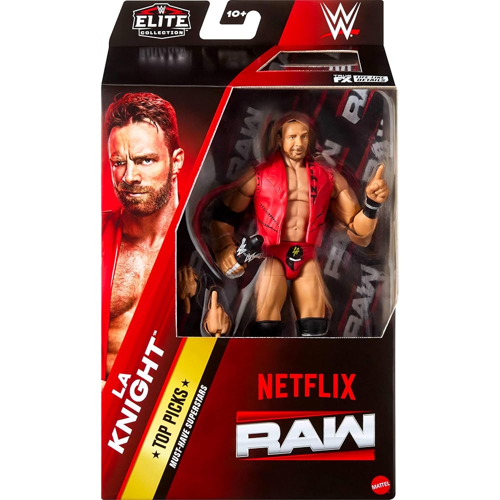 Mattel WWE Elite Collection Набор фигурок LA Knight 6 дюймов с аксессуарами, сменными кистями, 25 точками артикуляции
