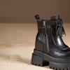 Модные кожаные ботильоны на платформе с квадратным носком и массивным каблуком для женщин Мода 2025 Y2k Новинка Осень Зима Женские короткие туфли