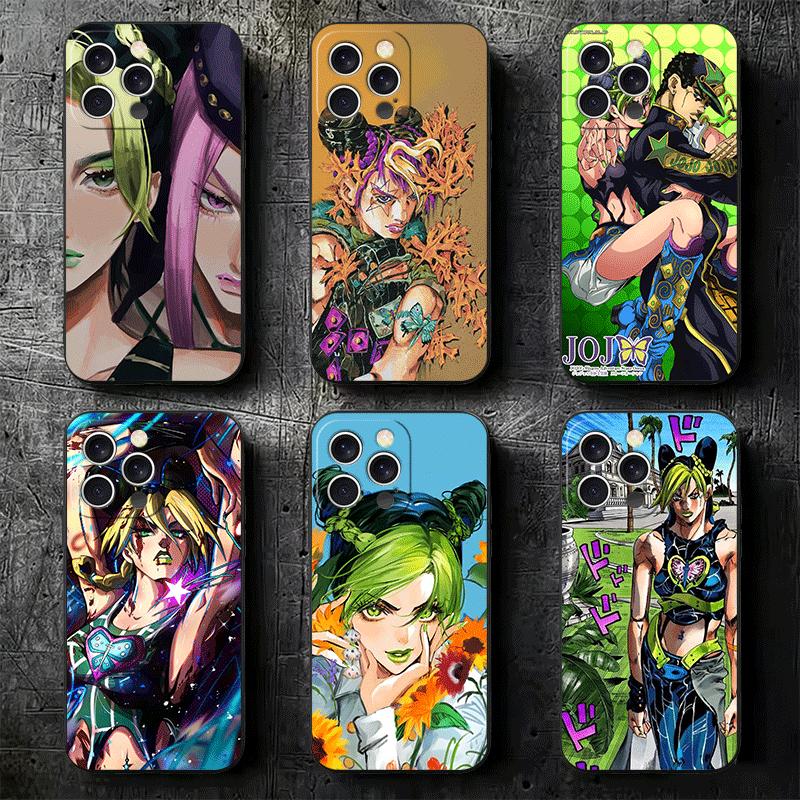 JoJo Adventure Jolyne Cujoh Soft Phone Case for iPhone 16 16E 17 Air 15 Pro Max 14 Plus 13 Mini 11 12 7 Black Cover Back Shell
