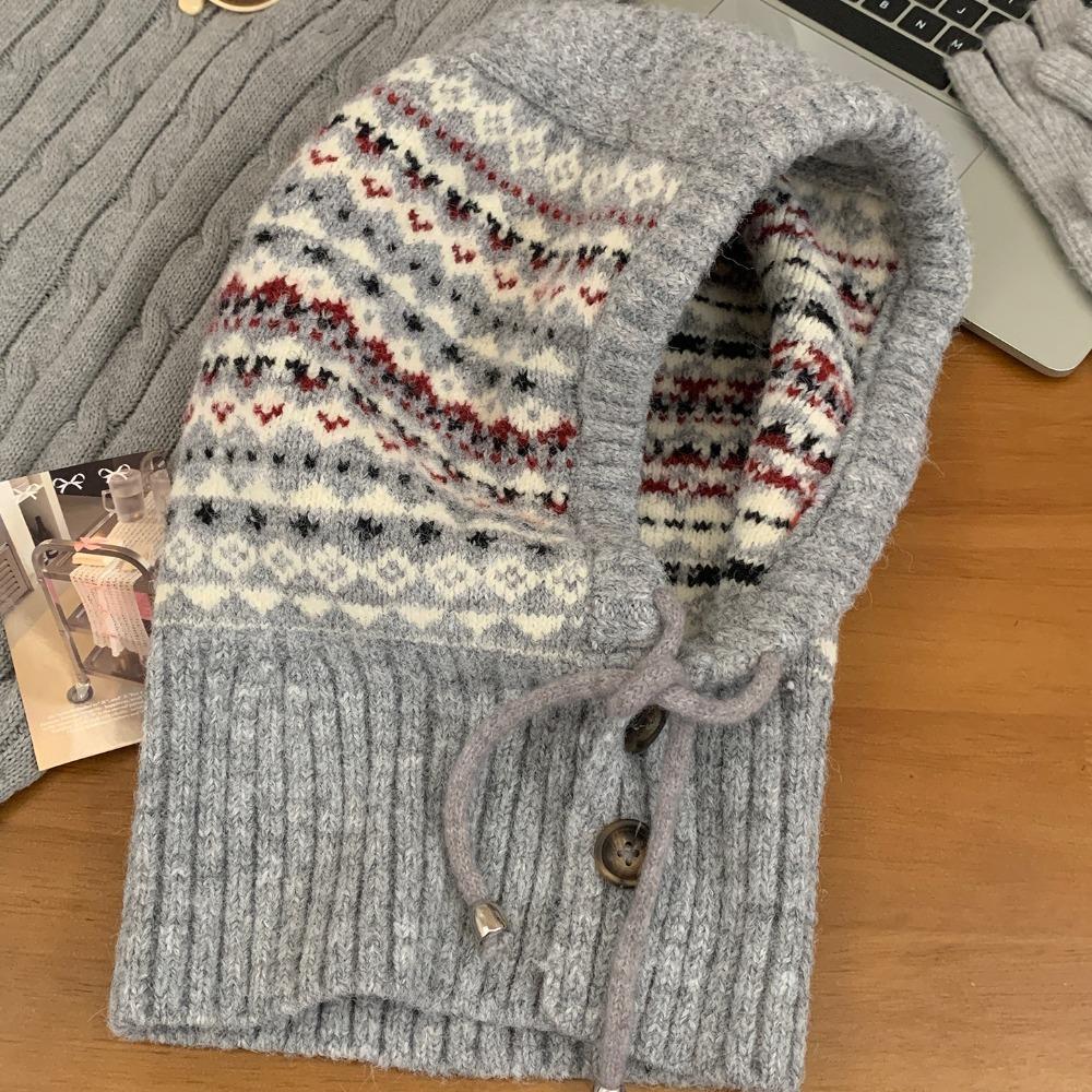 Пуловер Шапка Жаккардовая Балаклава Шапка С Принтом Зимняя Шапка Модный Вязаный Головной Убор в Стиле Фэр-Айл Уличный