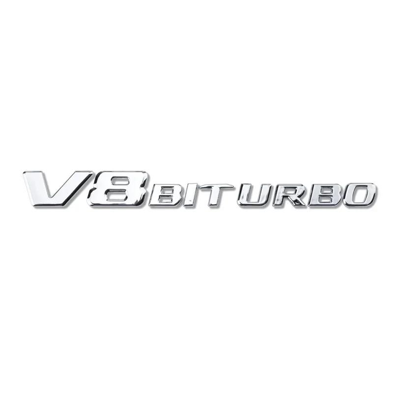 ABS V8 BITURBO Letter Logo Car Sticker for Mercedes Benz Twin Turbo Logo Fender Modification Accessories Label Decorative Decal BG1