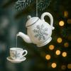 Винтажный чайник и чайная чашка Рождественское украшение со снежинкой