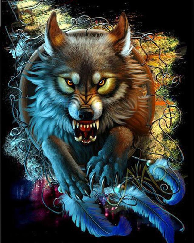 5D DIY Алмазная картина Волк Ремесло Полный квадрат Алмазная вышивка Животный пейзаж Вышивка крестом Горный домашний декор