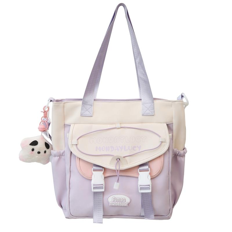 Сумка через плечо с цветными блоками, женская, большая вместительная сумка-тоут, легкая сумка, студенческая сумка через плечо