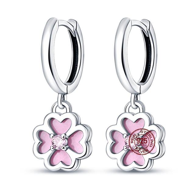 100% настоящие серьги из серебра 925 пробы, снежинка, циркон, в форме сердца, золото, розовое золото, циркон, ювелирные изделия, сверкающий кулон-обруч