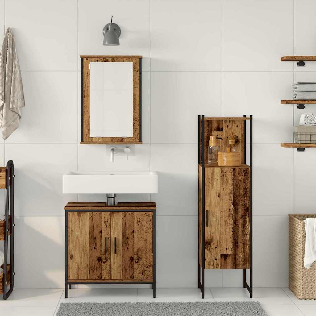 Bathroom Furniture Set with Storage 3 pcs Brown 33 x 33 x 120.5 cm