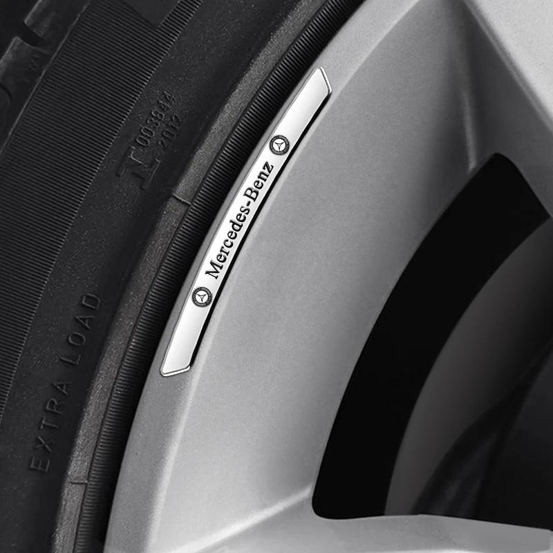 4Pcs Car Styling Wheel Rim Aluminum Logo Sticker Wheel Hub Decals For Mercedes Benz AMG A B C E G CLA C63 C63S E53 GT SLK W176 CJ1