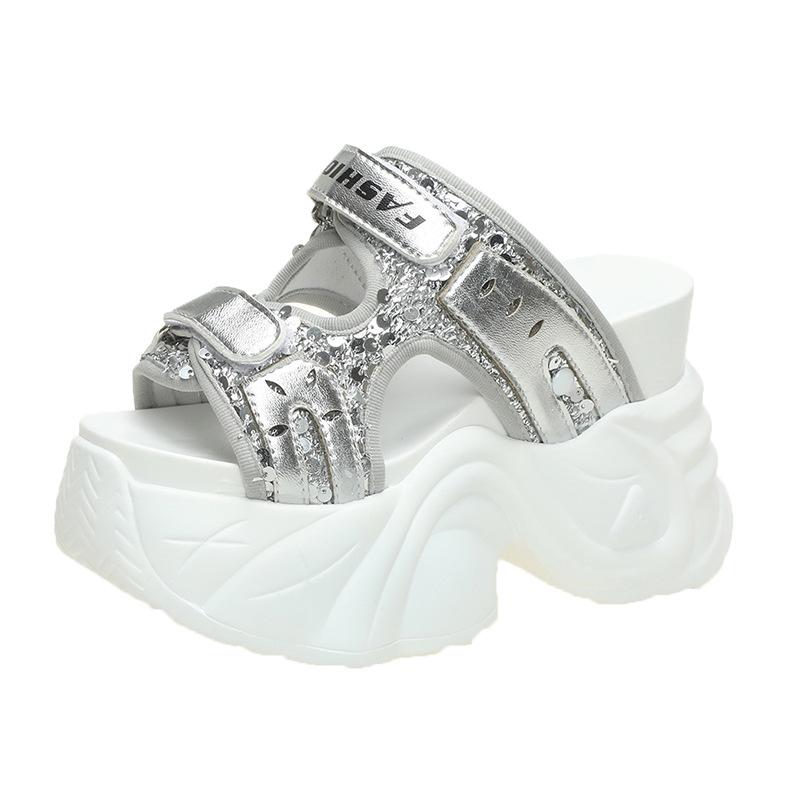 Fashion Platform Slippers Women Summer Shoes Black Height Increasing Casual Sports Sandals Chunky High Heel Ladies Slides Zapatos Mujer