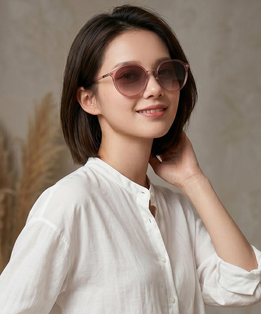 Солнцезащитные очки Tuditeo Lun Round Combination с нейлоновыми линзами, защита от УФ, цвет C4 Светло-розовый