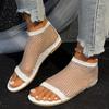 Fashion Summer Women's Fashion Rhinestone Mesh Flat Sandals Hollow Breathable Non-slip Lightweight Sandals Plus Size Zapatos De Mujer