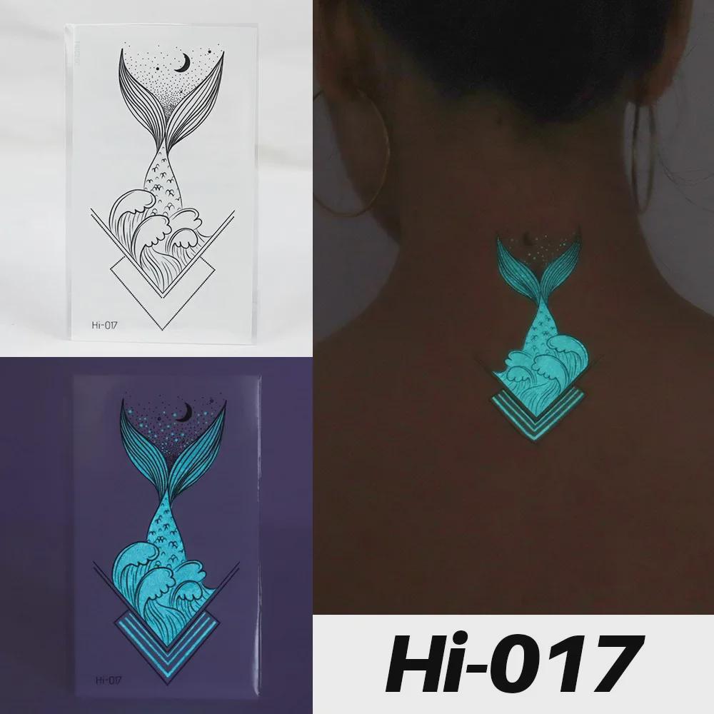 Светящиеся синие водонепроницаемые наклейки для татуировок: Дизайны змей и бабочек для музыкальных фестивалей