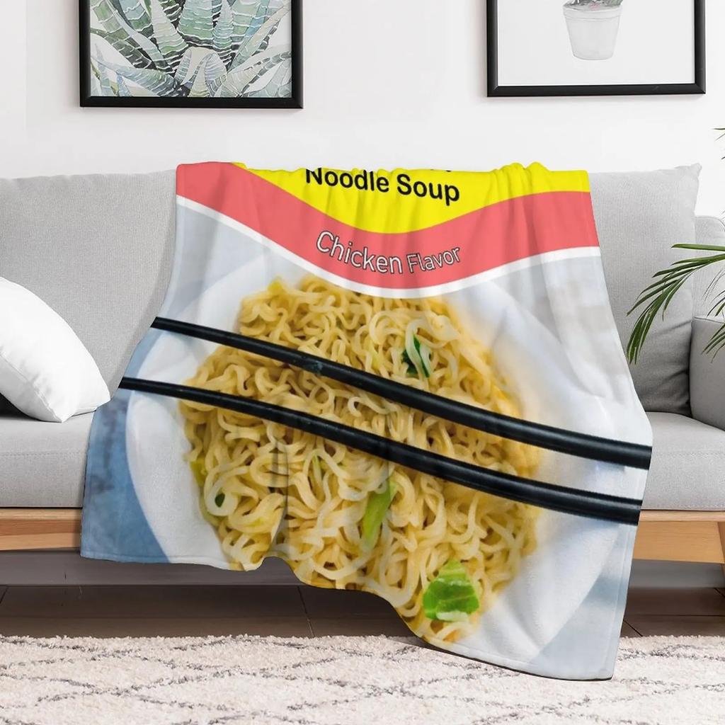 New Ramen Noodles Packet Chicken Flavor Throw Blanket All Season Soft Lightweight Blanket for Home