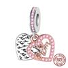 Copper Heart Shaped Warm Family Mom Charm Beads Fit Original Bracelets Fine Diy Mother'S Day Jewelry Gifts