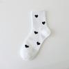 5Pairs Harajuku Patchwork Color Socks Heart Pattern Mid Tube Socks Love Mid-Calf Socks  Sports