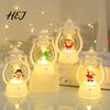 Holiday Gift for Children Christmas Lantern Night Light, Retro Santa/Snowman/Tree Handheld Oil Lamp with Creative Home Decor Warm LED, Cute