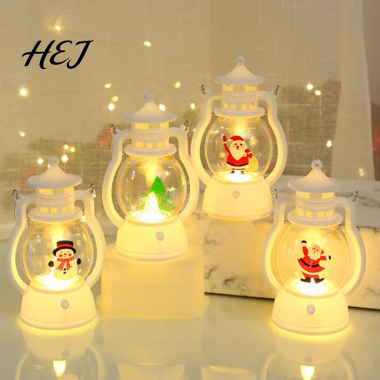 Holiday Gift for Children Christmas Lantern Night Light, Retro Santa/Snowman/Tree Handheld Oil Lamp with Creative Home Decor Warm LED, Cute
